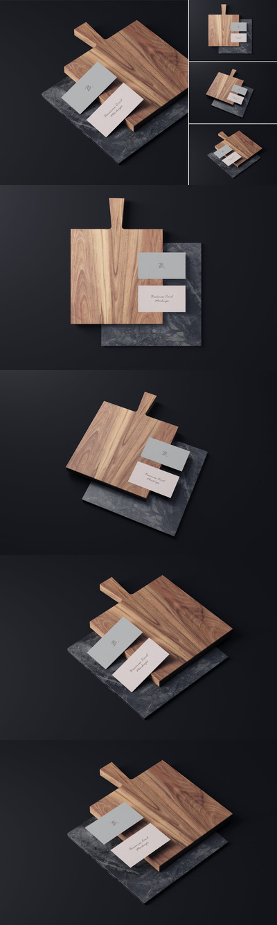 高端时尚商业商务质感的名片设计VI样机展示模型mockups