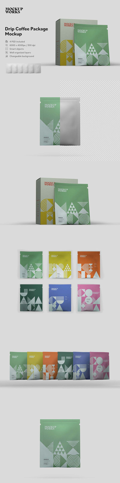 滴漏咖啡袋包装样机[1.21GB,PSD]