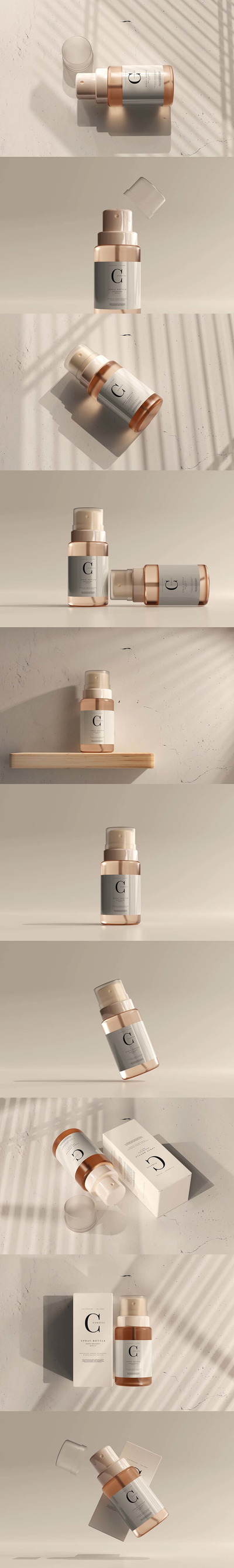 玻璃化妆品喷雾瓶样机 (psd)