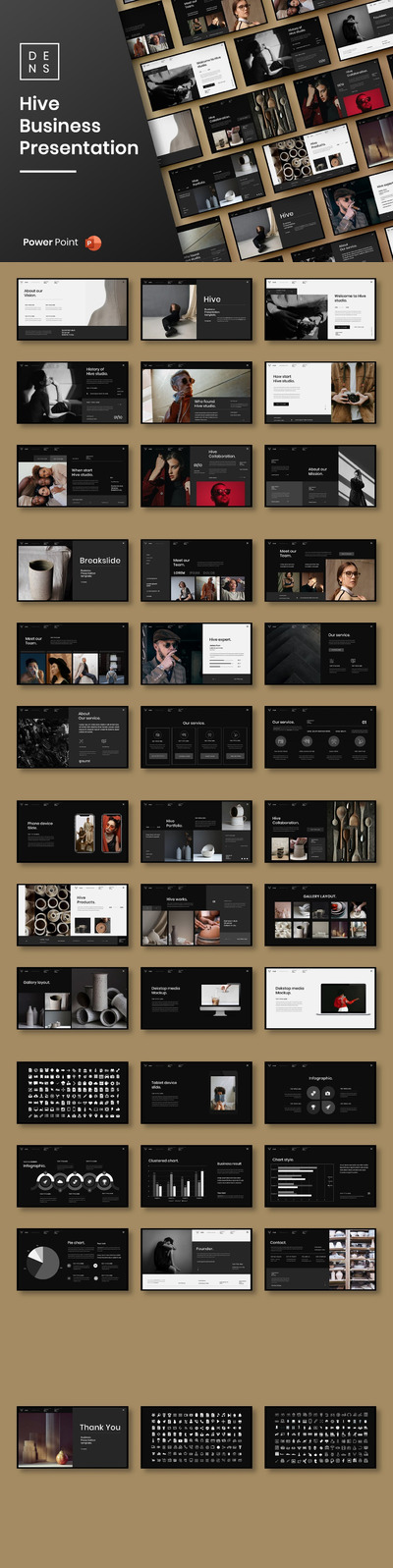 高端时尚专业的高品质商业商务powerpoint幻灯片演示模板（pptx）