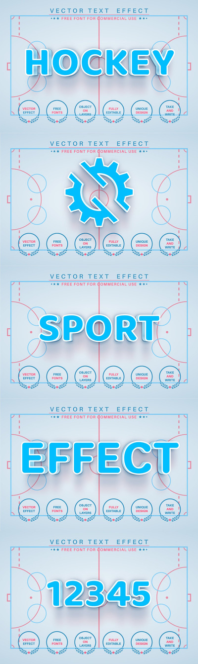 清新简约3D立体曲棍球运动风格illustrator文字图层样式-AI，EPS