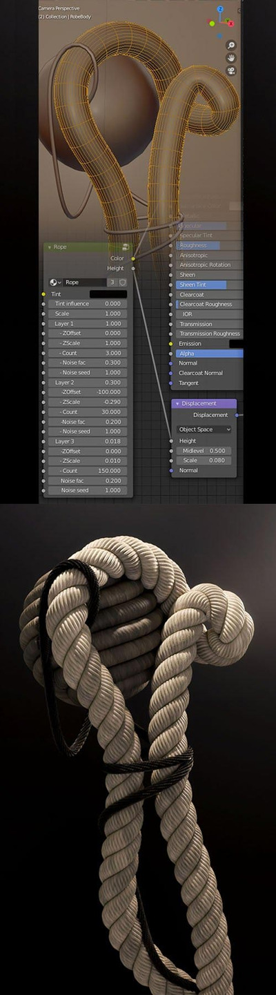 Blender麻绳节点材质文件下载（blend）