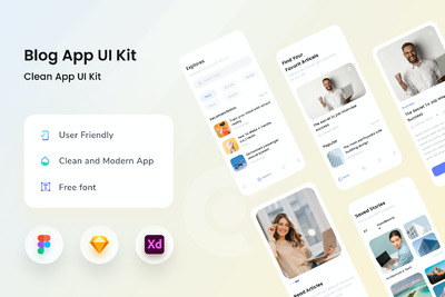 手机博客文章应用程序 (FIG,SKETCH,XD)