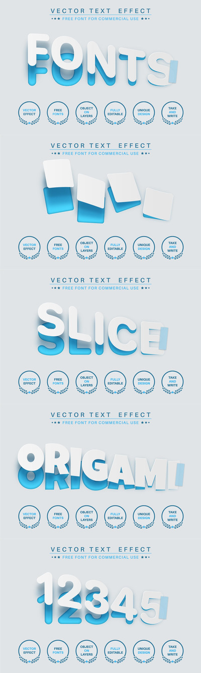 3D立体剪纸撕纸风格illustrator文字图层样式-AI，EPS
