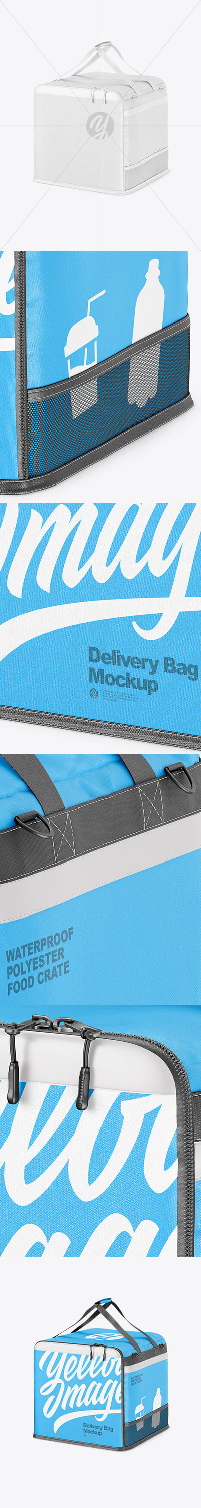 聚酯纤维质地外卖保温箱/袋子包装样机 (psd)