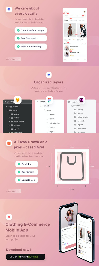 服饰电商移动的APP UI KIT (FIG,SKETCH,XD)