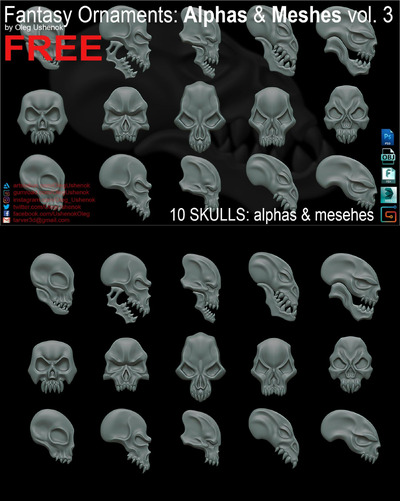 怪兽头骨设计3D模型下载（FBX,OBJ,MAX）