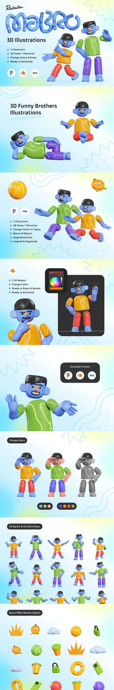 Blender打造3D卡通插画素材套装下载（Blend）