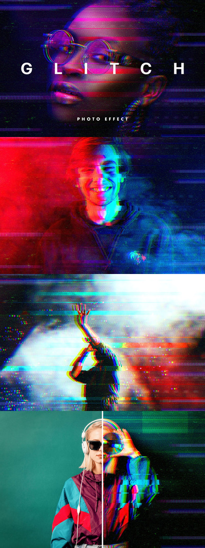 时尚高端绚丽多用途的高品质抖音小视频失真照片效果图层样式