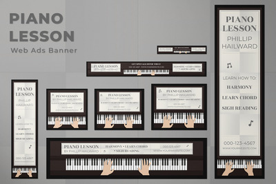 APP移动端钢琴培训广告设计banner模板 (AI,EPS,PSD)