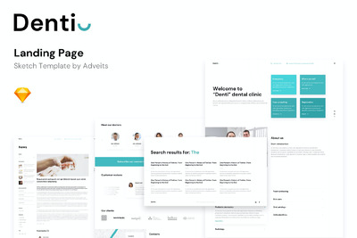 牙科着陆页网页设计模板 (SKETCH)