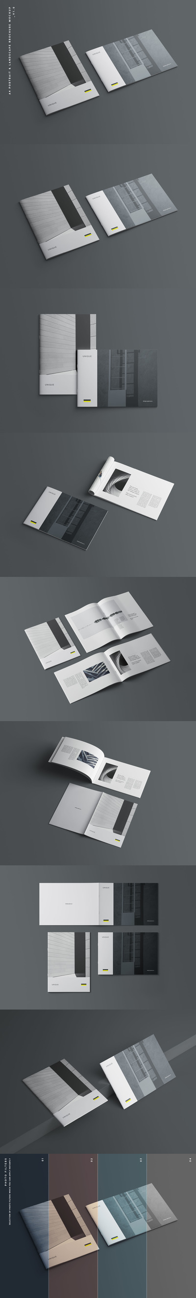时尚高端简约多用途的高品质画册品牌手册宣传册设计VI样机展示模型mockups