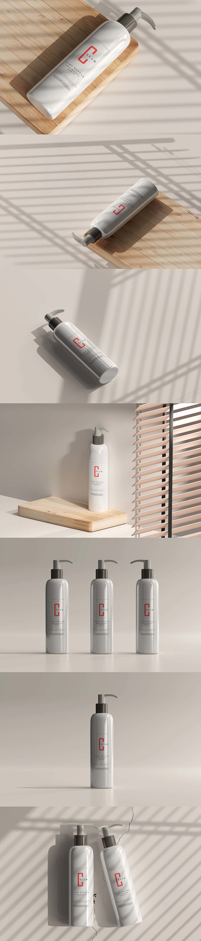 白色塑料化妆品按压瓶包装样机 (psd)