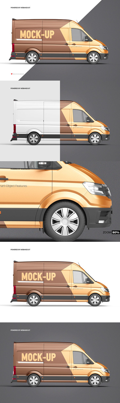 时尚高端专业的高品质厢式货车货拉拉车体广告VI设计样机展示模型mockups