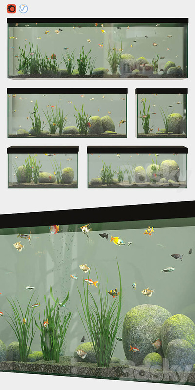 方形家用水族鱼缸3D模型下载（OBJ,MAX）