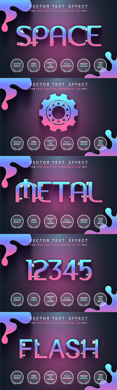 3D立体绚丽的illustrator立体字图层样式-AI，EPS