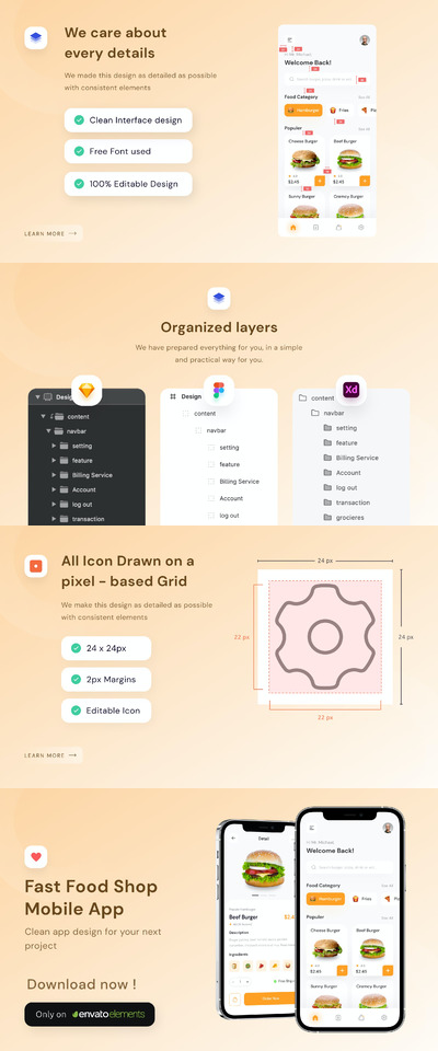 快餐美食外卖APP UI (FIG,SKETCH,XD)