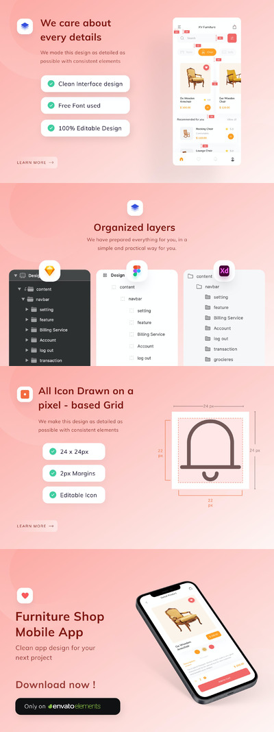 家具电商APP UI (FIG,SKETCH,XD)