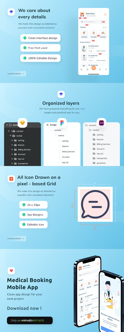 医疗预约APP UI (FIG,SKETCH,XD)