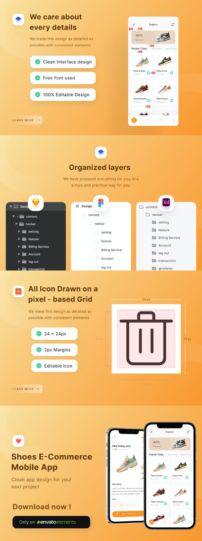 鞋子电商APP UI (FIG,SKETCH,XD)