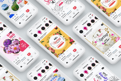 春季手机APP广告模板素材 (PSD,AI,EPS)