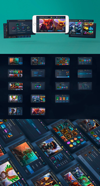 卡片类手游游戏界面 App & UI Kit 模板 (PSD)