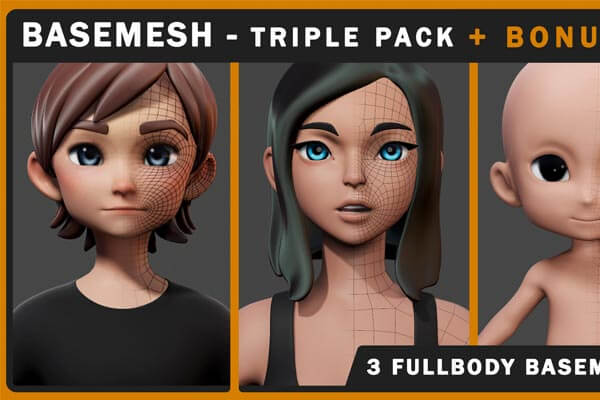 Zbrush卡通风格基础人体3D模型下载（ZTL,FBX,OBJ）