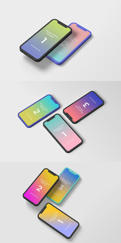 高端iPhone 12 Clay手机样机(PSD,PDF)