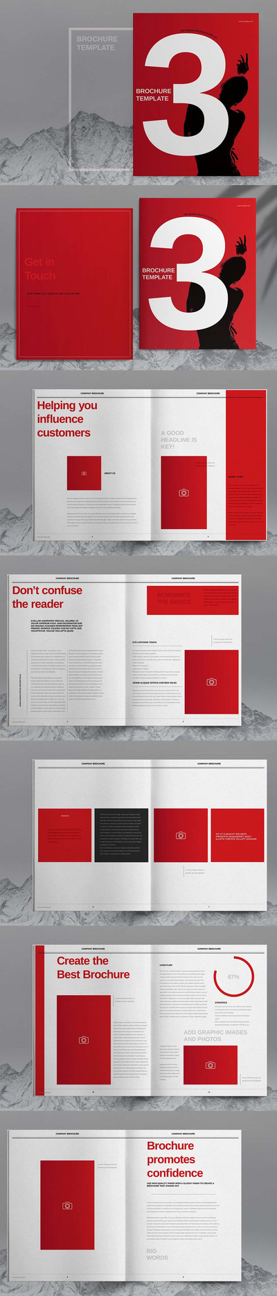 多用途红色宣传册模板 (indd)