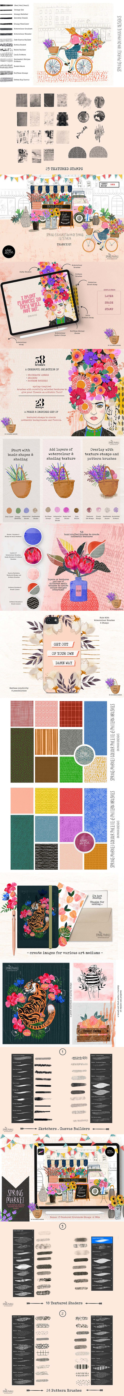 春季绘画纹理Procreate笔刷 (brushset)