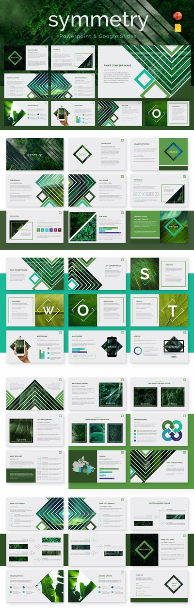 高端对称几何图形powerpoint幻灯片演示模板（pptx）