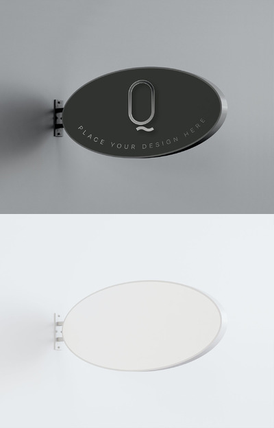 在墙上的logos设计模型 (PSD)