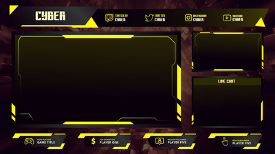Cyber - Twitch Overlay Template (AI,EPS,JPG,PNG,PSD)