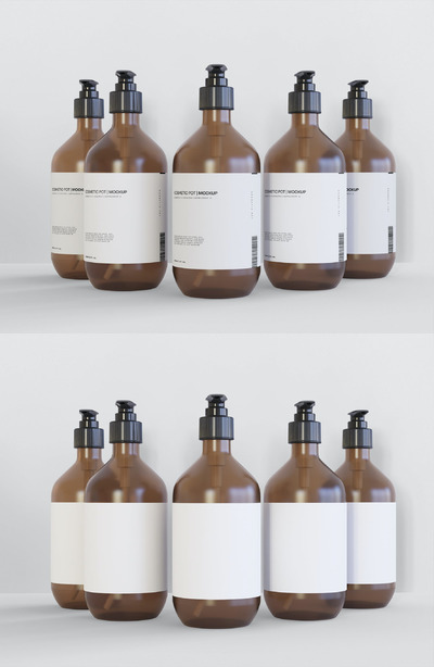 棕色化妆瓶设计模型(PSD)