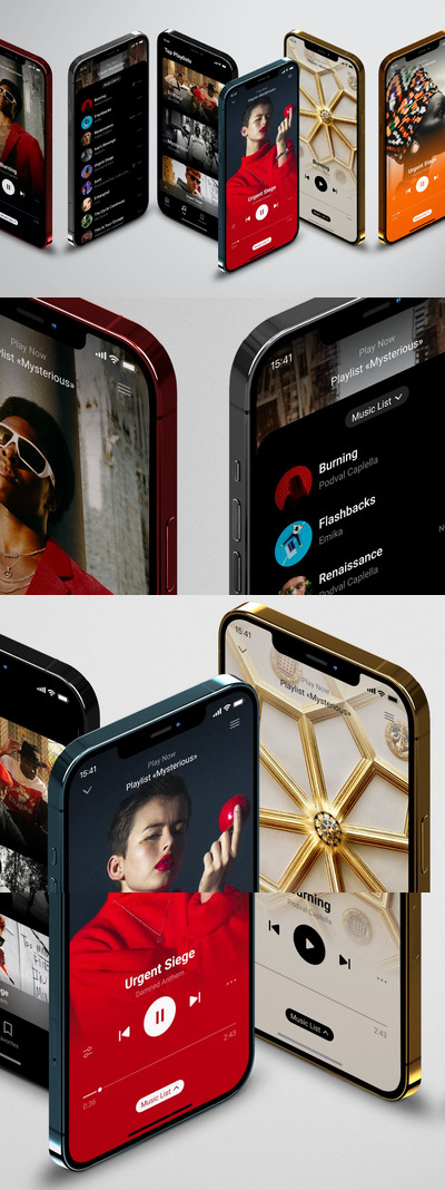 时尚高端3D立体2.5D等轴等距iPhone 12 APP UI样机展示模型mockups