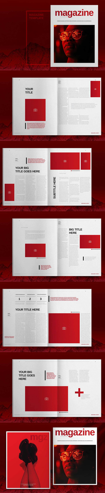 红色主题时装设计师杂志图册模板 (indd)