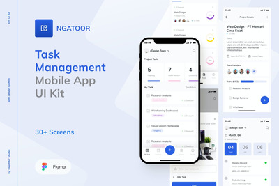 简约时尚好用的任务管理APP UI KITS-figma