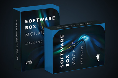 软件包装盒子设计样机 (PSD)