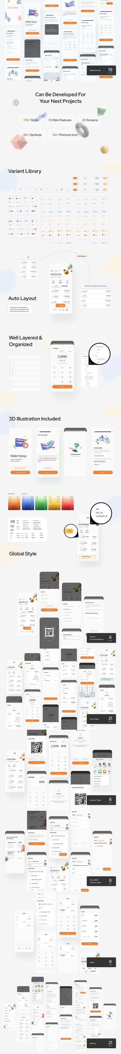时尚高端专业的高品质手机钱包APP UI KITS-figma