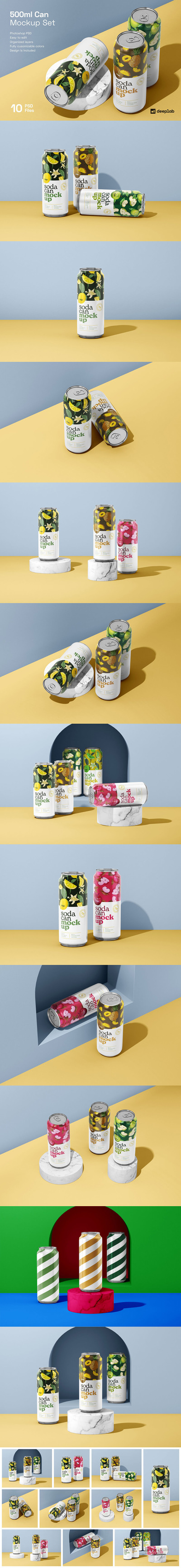 500ML汽水罐样机套装[2.2GB,PSD]