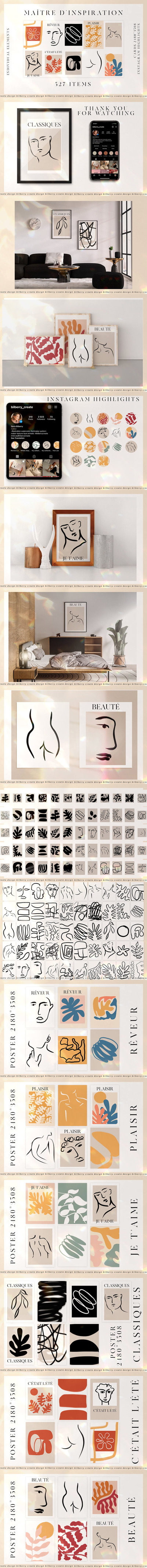 灵感大师抽象形状艺术线条插画套装[1.8GB,PNG,JPG]