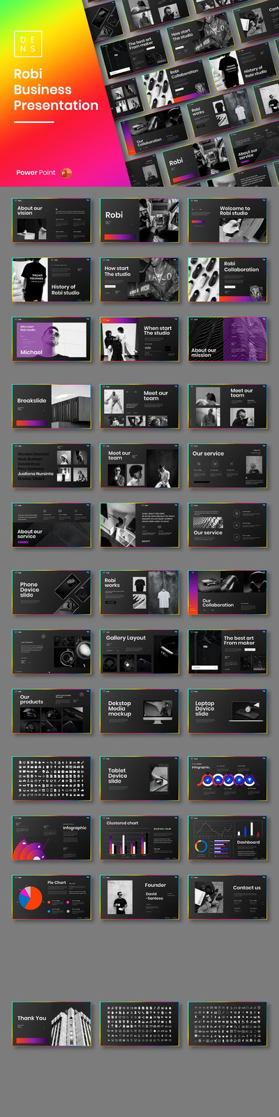 高端时尚简约商业商务powerpoint幻灯片演示模板（pptx）