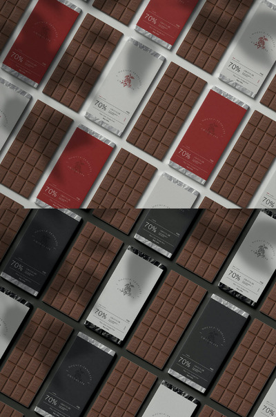 巧克力包装设计展示样机 (PSD)
