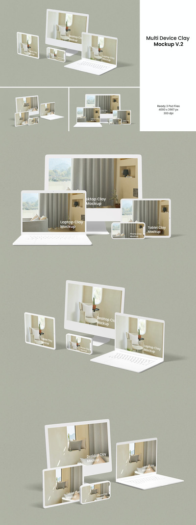 时尚高端多用途的高品质多设备UI样机展示模型mockups