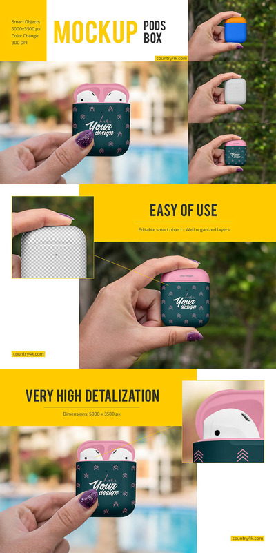 AirPods耳机盒包装样机集 (psd)