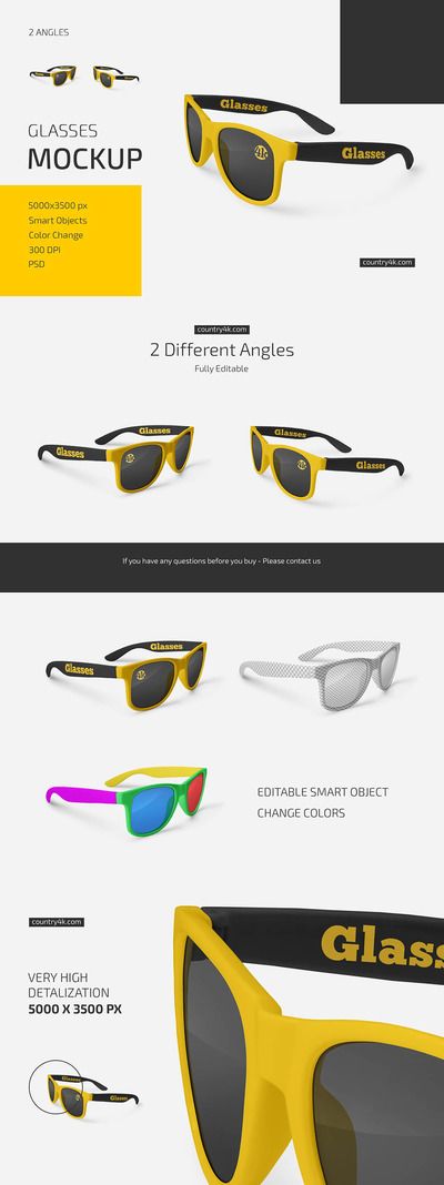 夏季太阳眼镜/护目镜样机集 (psd)
