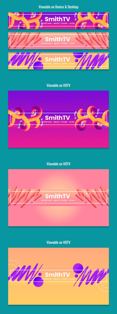 3D网络广告横幅模板 (PSD)