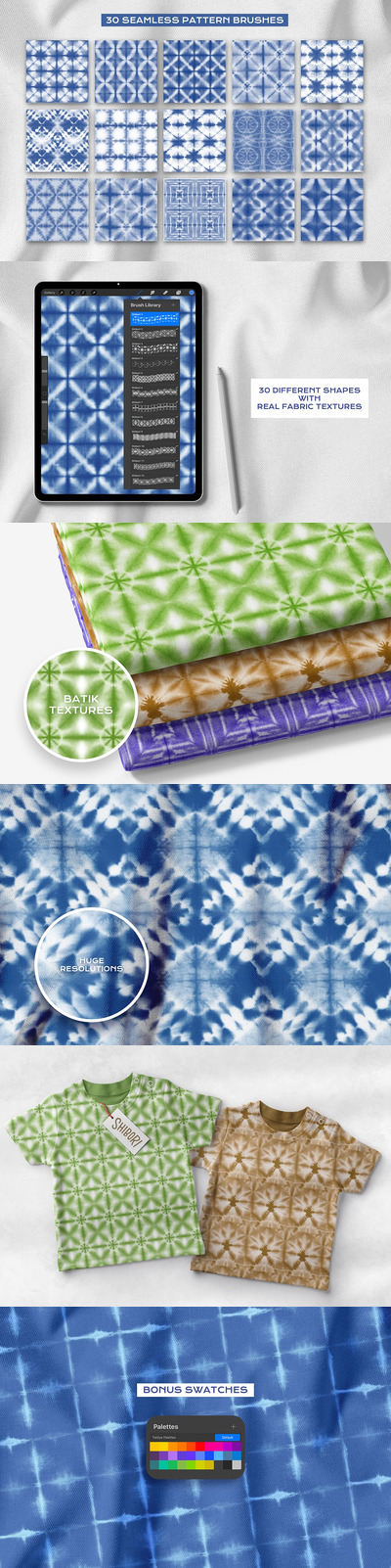 Procreate 扎染效果的笔刷和图案素材 (brushset)