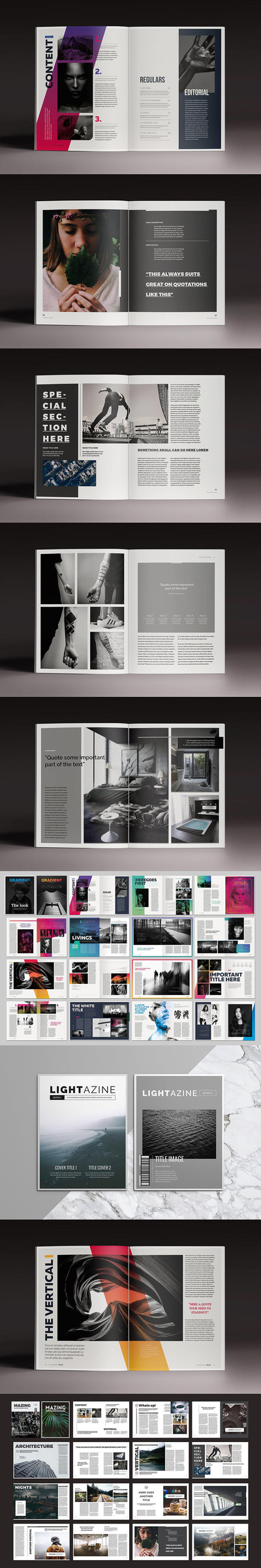 高端现代风格杂志图册模板套装 (indd)