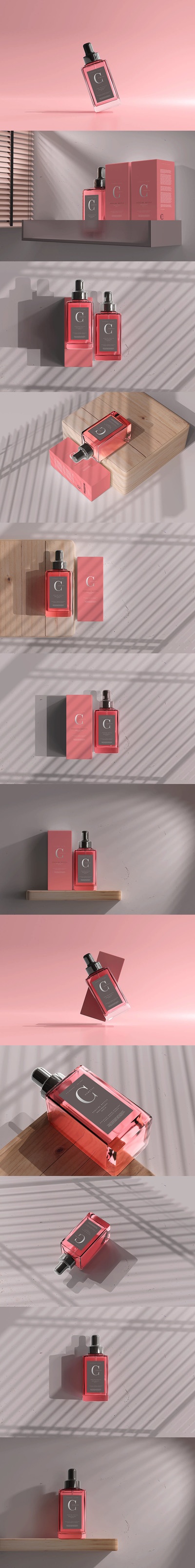 香水瓶方形盒装品牌包装设计样机 (psd)